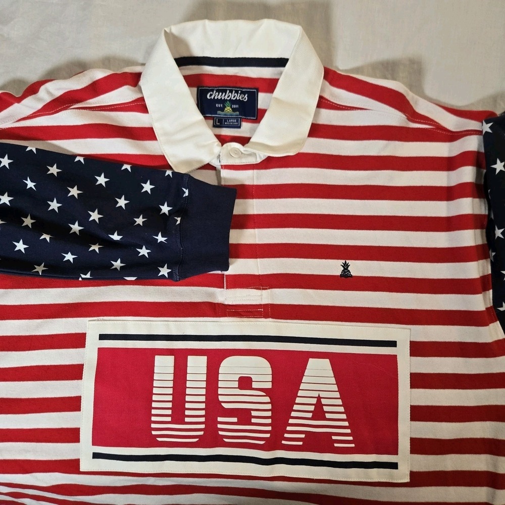 Chubbies Legacy Freedom Ring USA Rugby Shirt Size Large 4th of July America  NWT